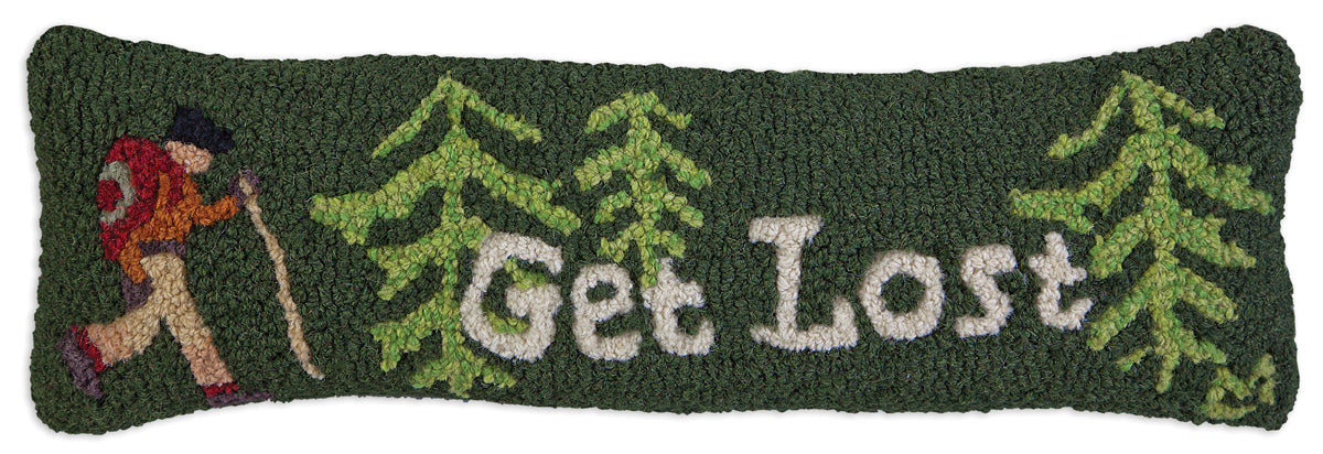 Hooked Wool Pillow - Get Lost - 8" x 24"