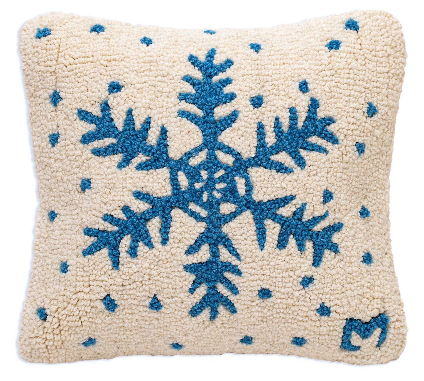 Icy Flake - 14" X 14" Hooked Wool Pillow