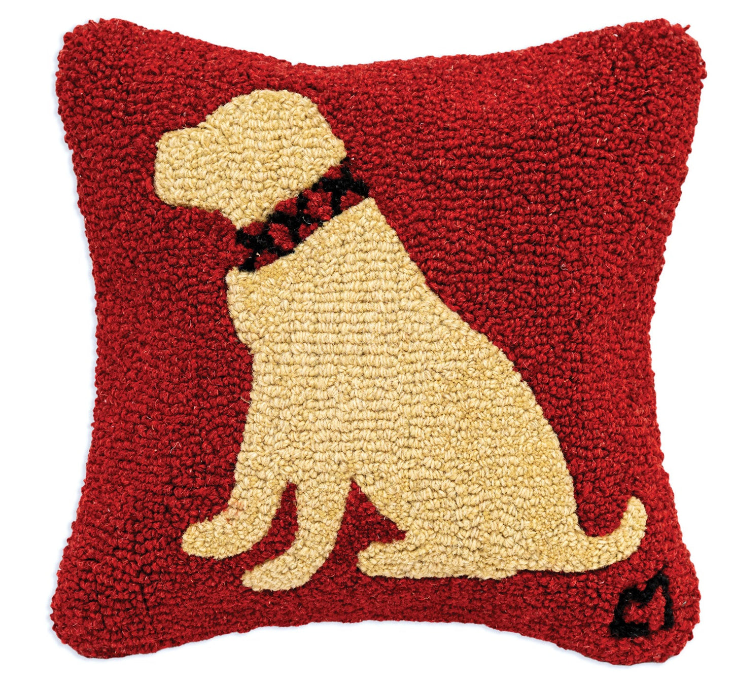 Duke Yellow Lab - 14" X 14" Hooked Wool Pillow