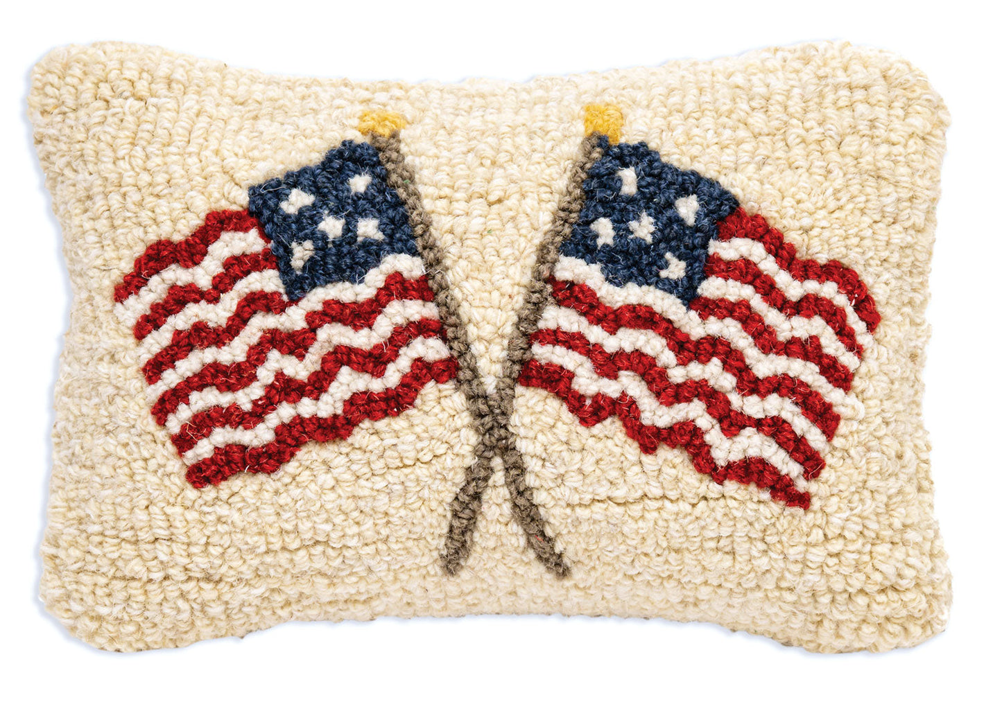 Long May She Wave - 8" X 12" Hooked Wool Pillow