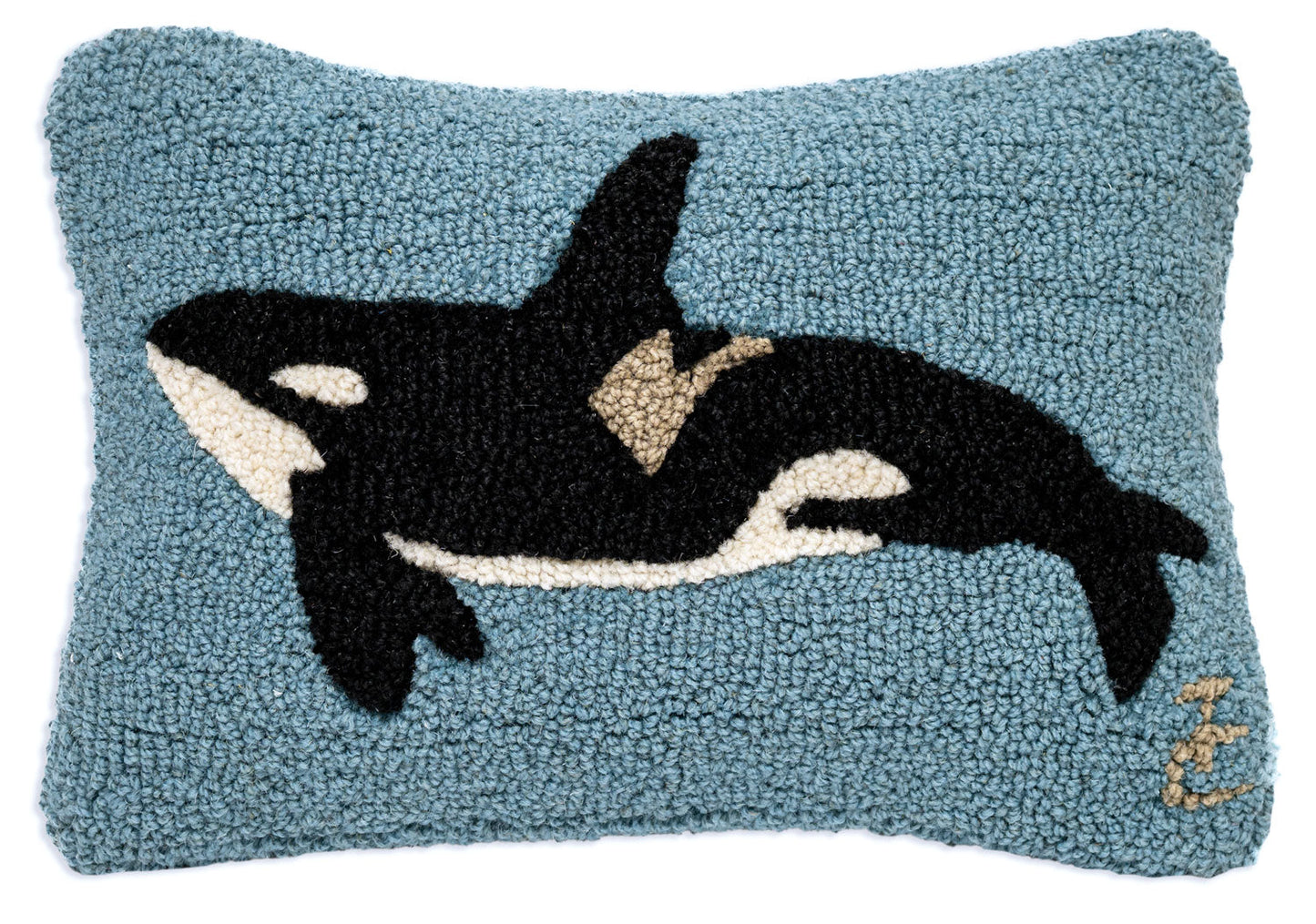 Orca - 12" X 18" Hooked Wool Pillow