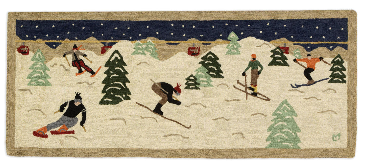 Skiers on Mountain - 2.5' X 6' Runner Rug