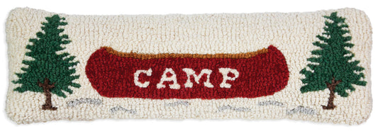 Hooked Wool Pillow - Camp Canoe - 8" x 24"