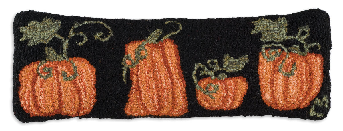 Hooked Wool Pillow - Pumpkin Patch - 8" x 24"