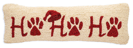 Ho Ho Ho Woof - 8" X 24" Hooked Wool Pillow