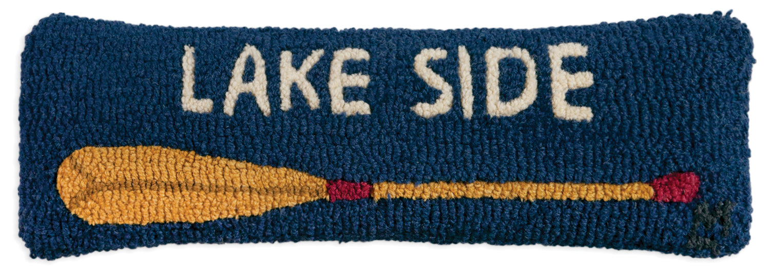 Hooked Wool Pillow - Lakeside Oar - 8" x 24"