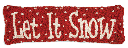 Hooked Wool Pillow - Let It Snow - 8" x 24"