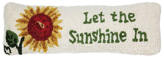 Hooked Wool Pillow - Let The Sunshine In - 8" x 24"