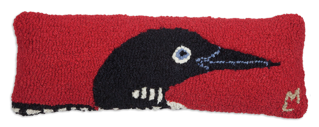 Hooked Wool Pillow - Loon - 8" x 24"