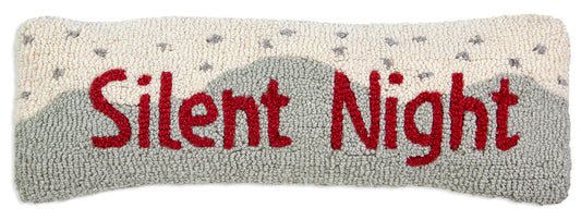 Hooked Wool Pillow - Silent Night - 8" x 24"