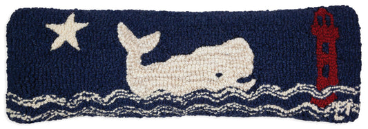 Hooked Wool Pillow - Whale Watch - 8" x 24"