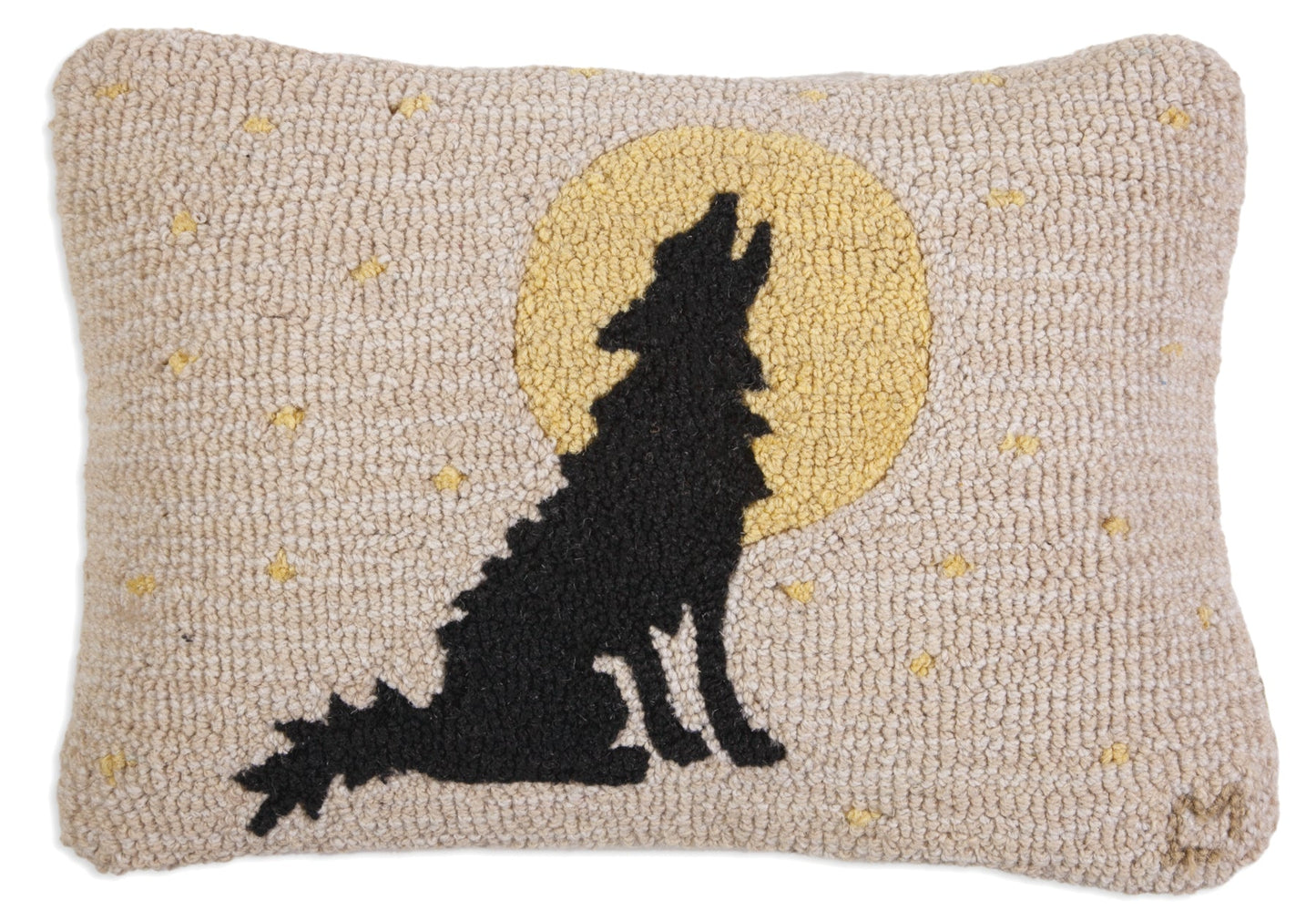 Hooked Wool Pillow - Coyote Moon - 14" x 20"