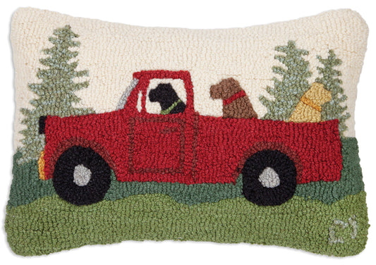 Hooked Wool Pillow - Caravan Of Dogs - 14" x 20"