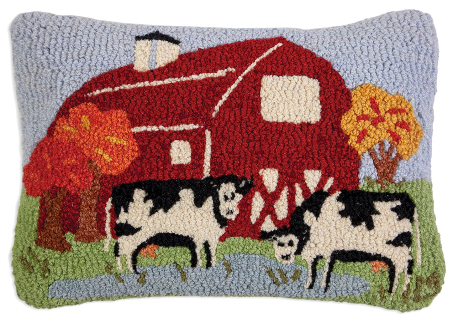 Hooked Wool Pillow - Down On The Farm - 14" x 20"