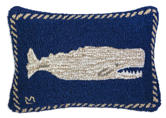 Hooked Wool Pillow - Moby Dick - 14" x 20"