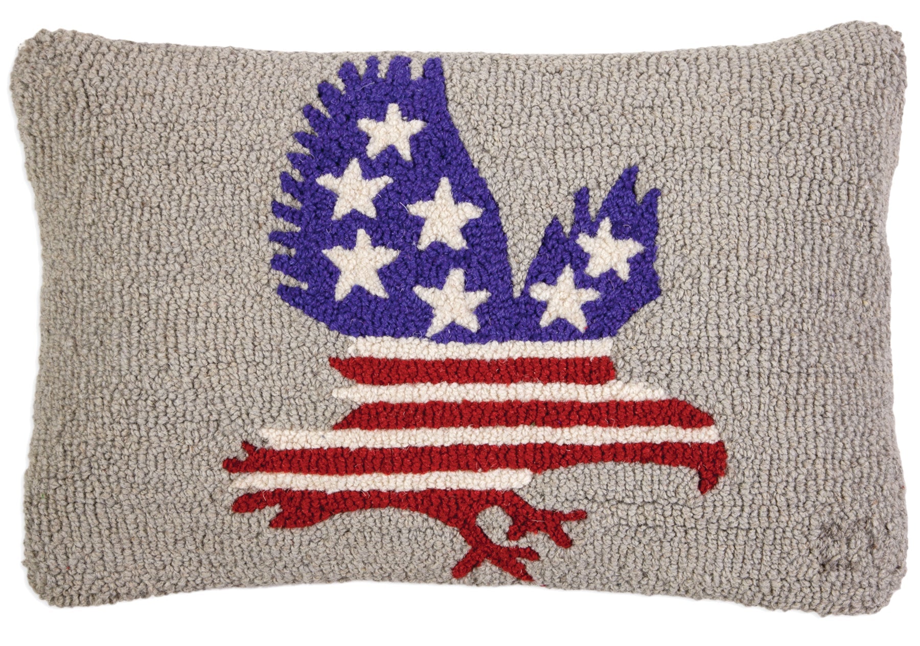 Hooked Wool Pillow - Patriotic Eagle - 14" x 20"