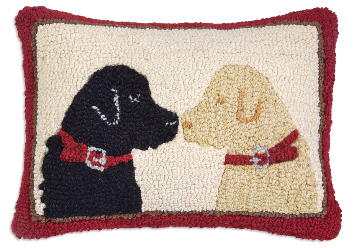 Hooked Wool Pillow - Pet Lovers Two Labs - 14" x 20"