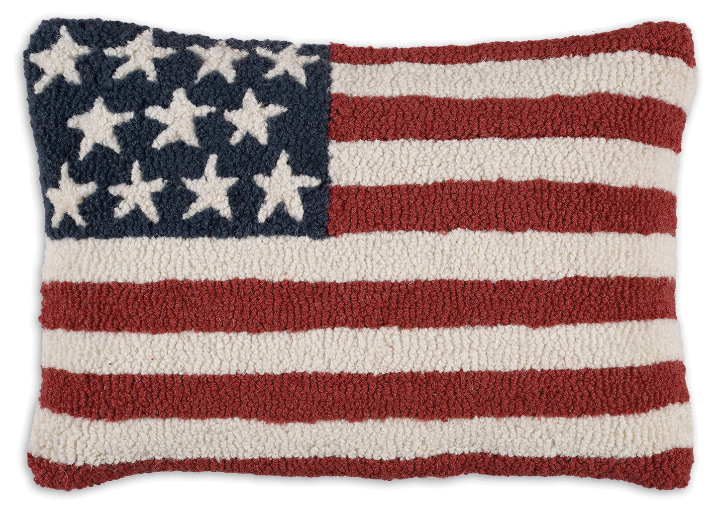 Hooked Wool Pillow - Stars And Stripes - 14" x 20"