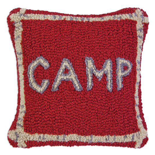 Hooked Wool Pillow - Camp - 14" x 14"