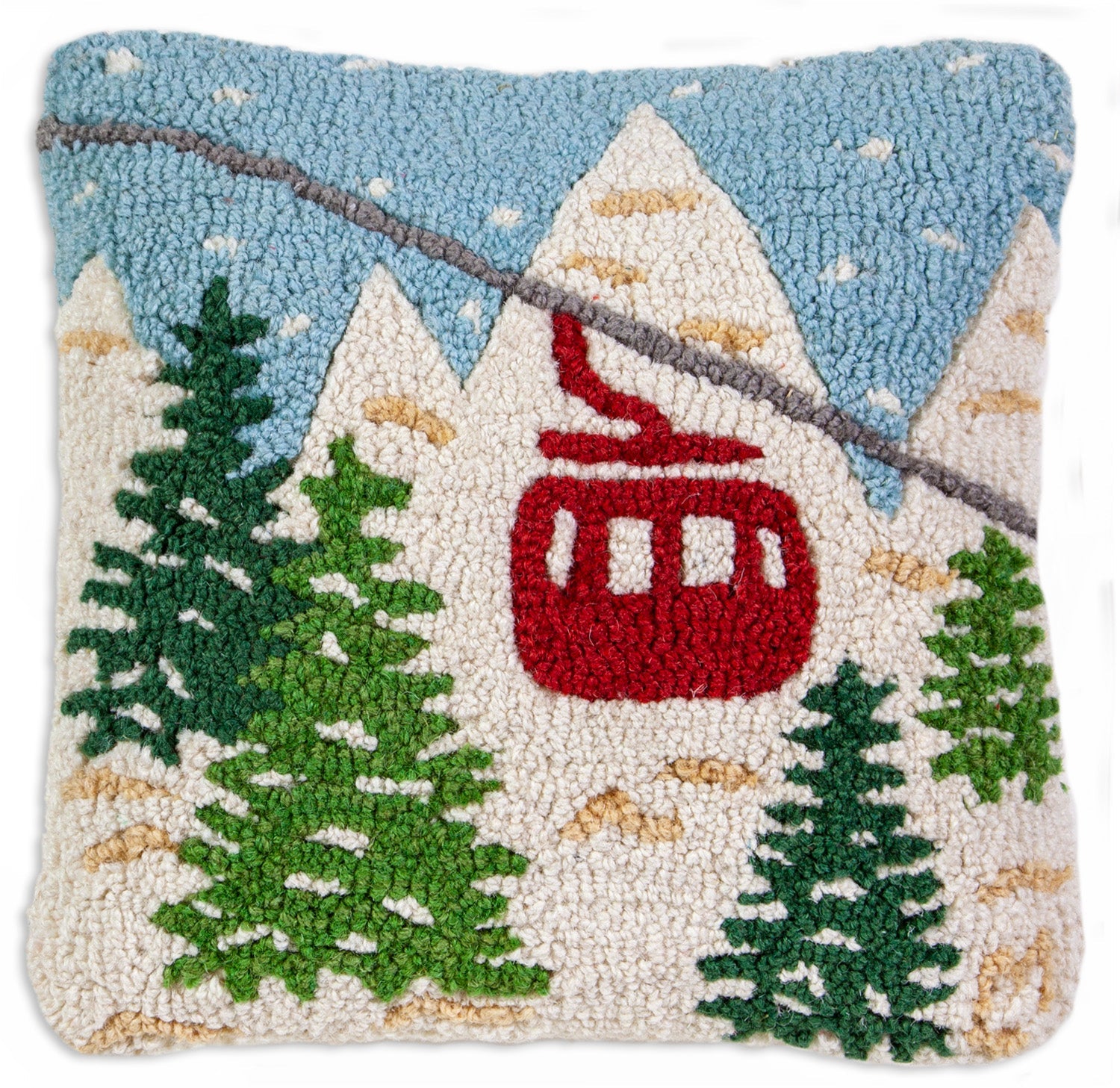 Hooked Wool Pillow - Gondola - 14" x 14"