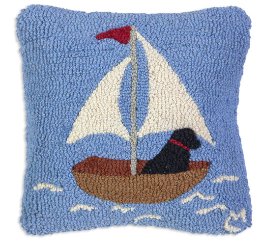 Hooked Wool Pillow - Skiff Lab - 14" x 14"