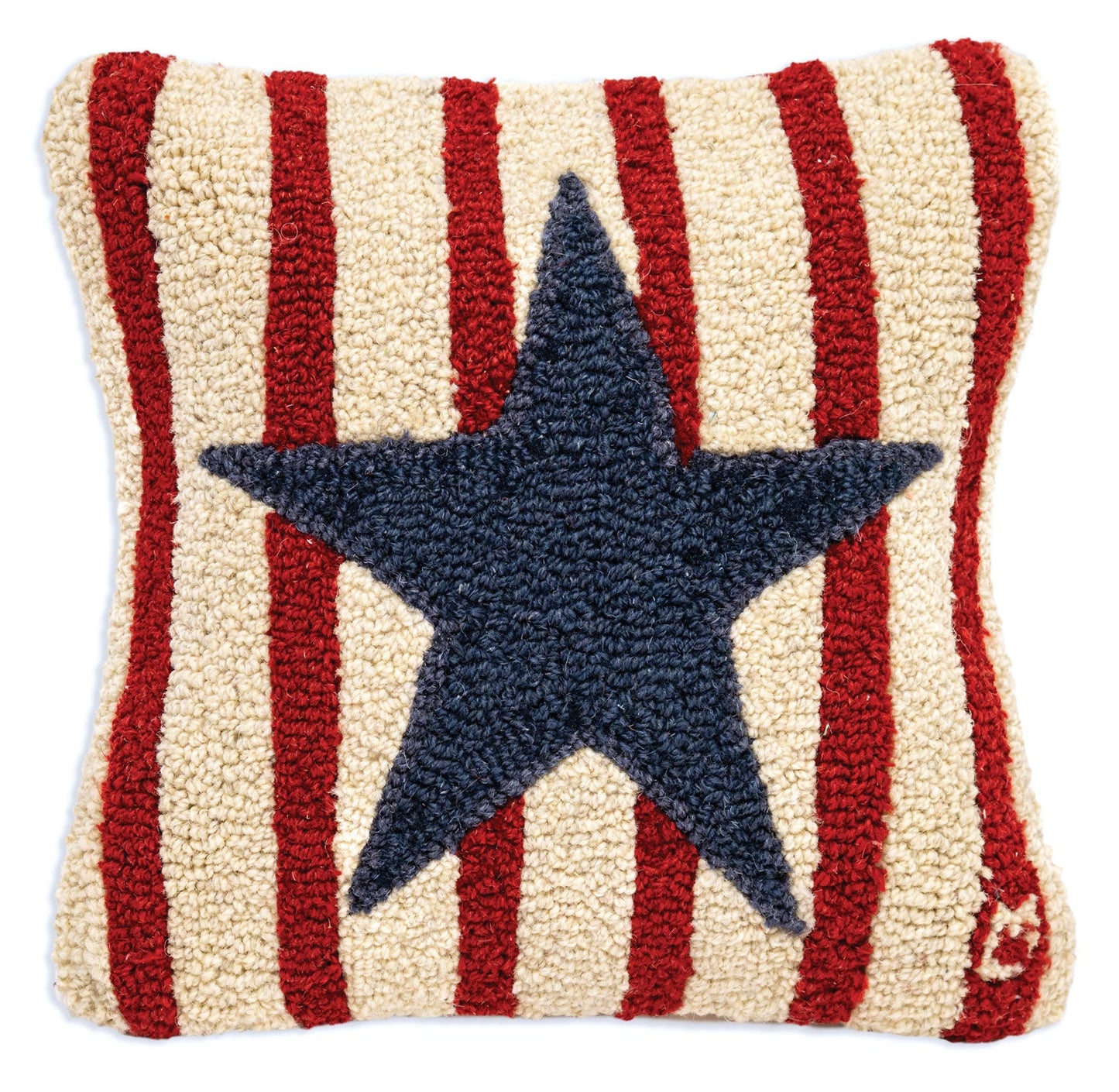 Stars and Stripes - 14" X 14" Hooked Wool Pillow