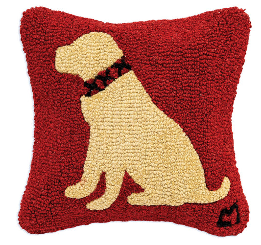Duke Yellow Lab - 14" X 14" Hooked Wool Pillow