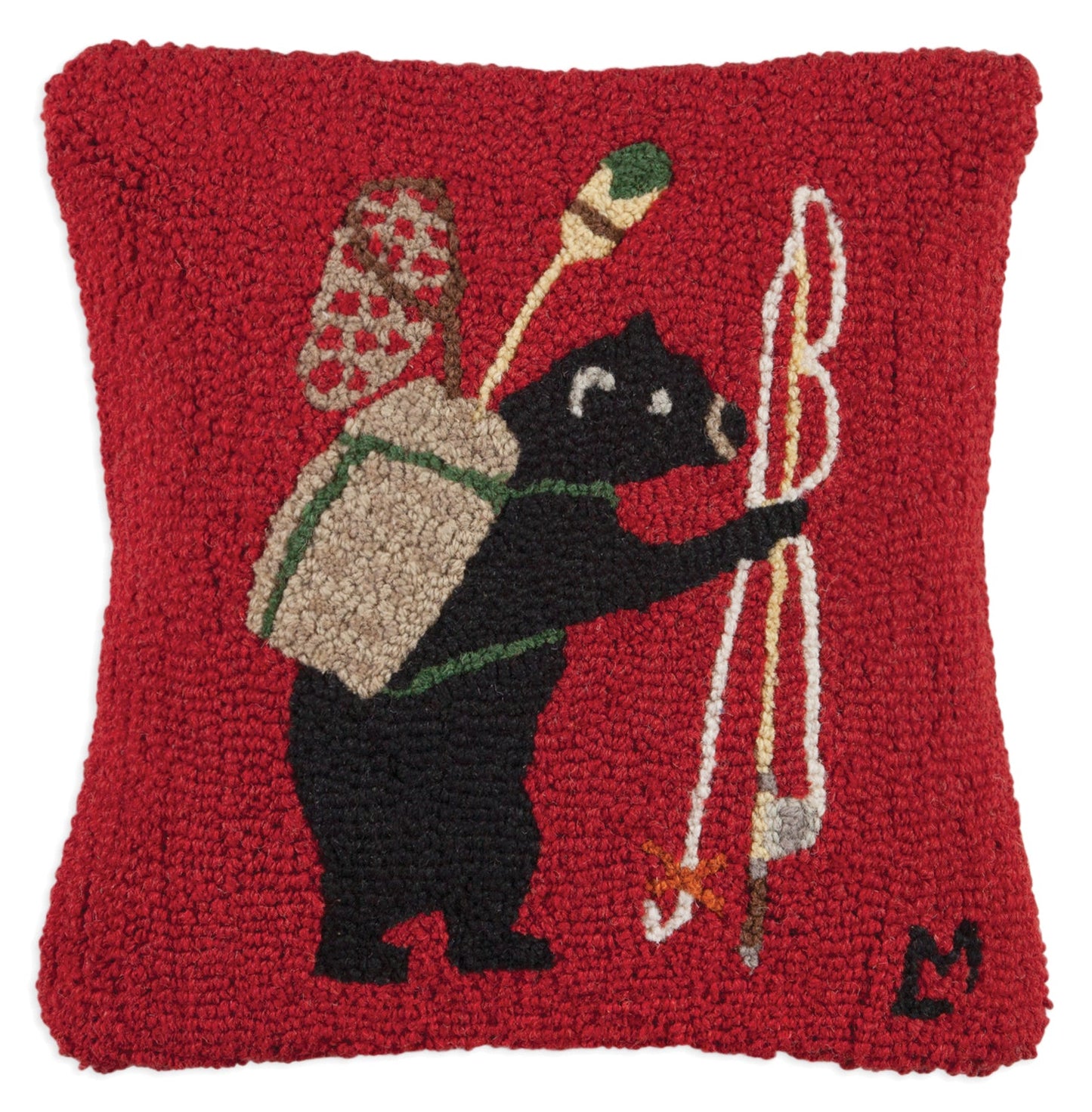 Hooked Wool Pillow - Bear Essentials - 18" x 18"