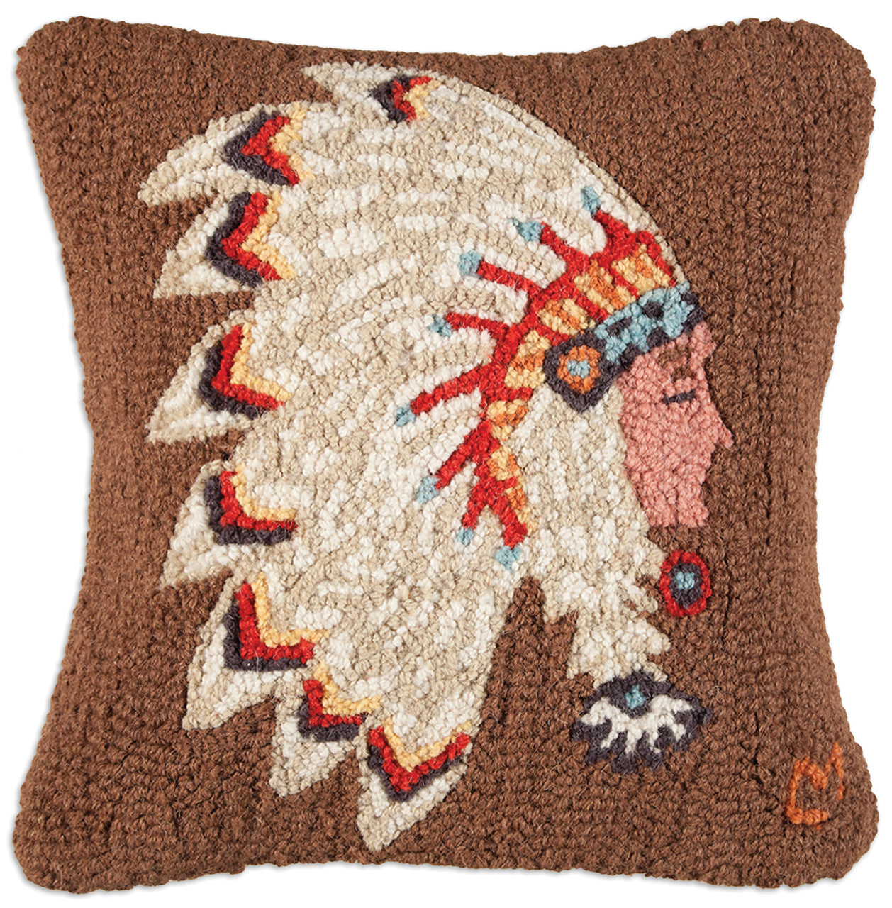 Hooked Wool Pillow - Chieftain - 18" x 18"