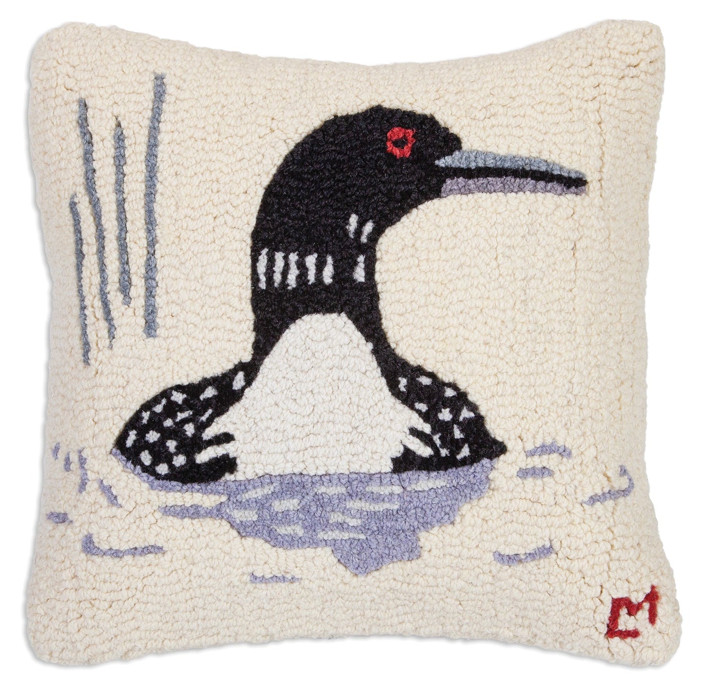 Hooked Wool Pillow - Summer Loon - 18" x 18"