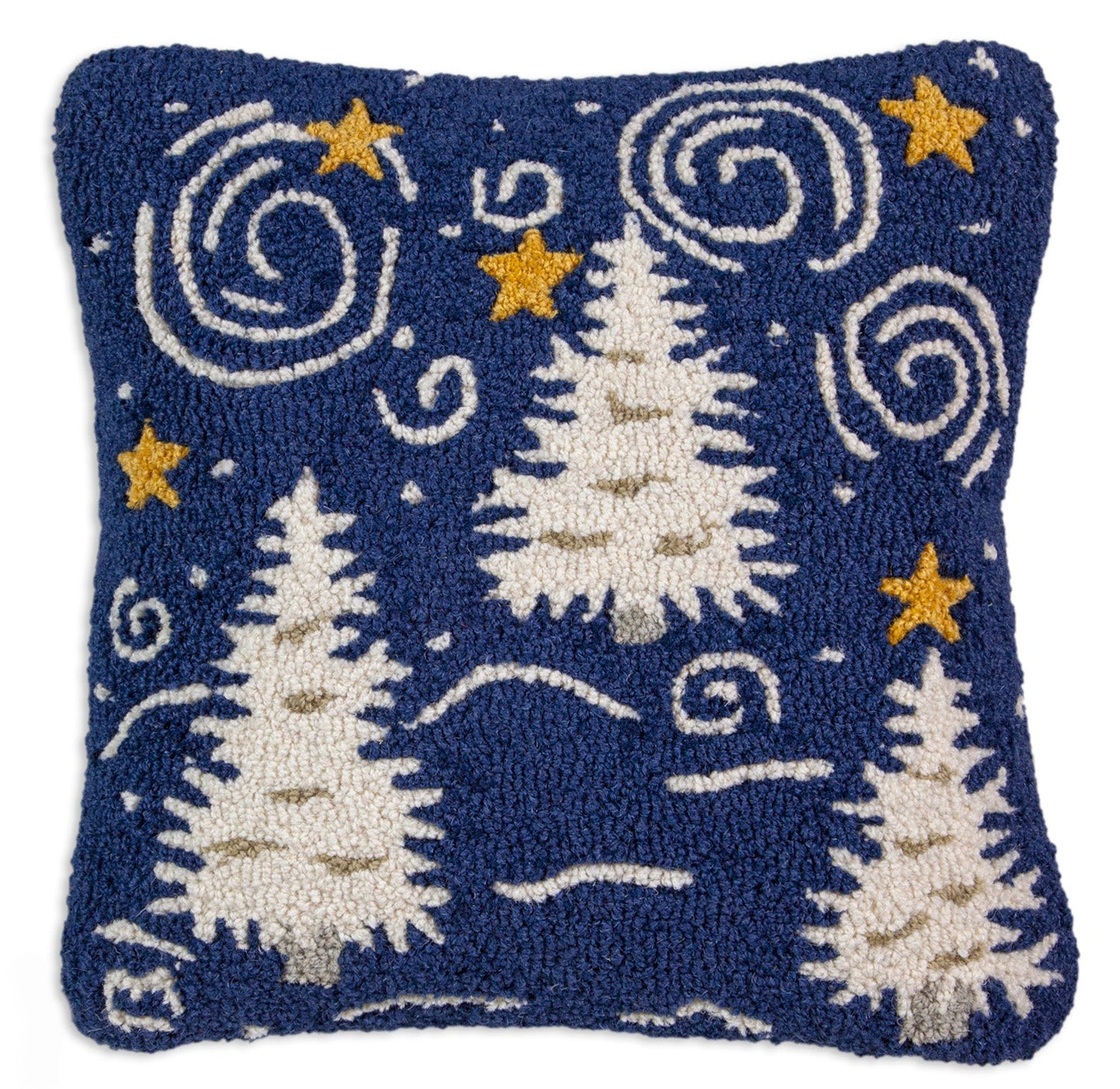 Hooked Wool Pillow - Starry Forest - 18" x 18"