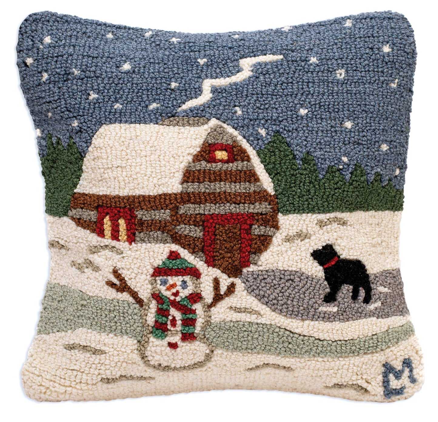 Winter Morning - 18" X 18" Hooked Wool Pillow