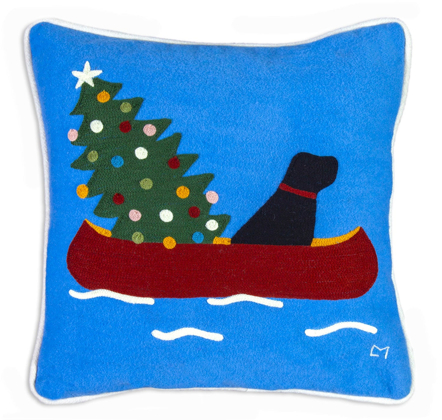 Embroidered Wool Pillow - Doggy Delivery - 18" x 18"