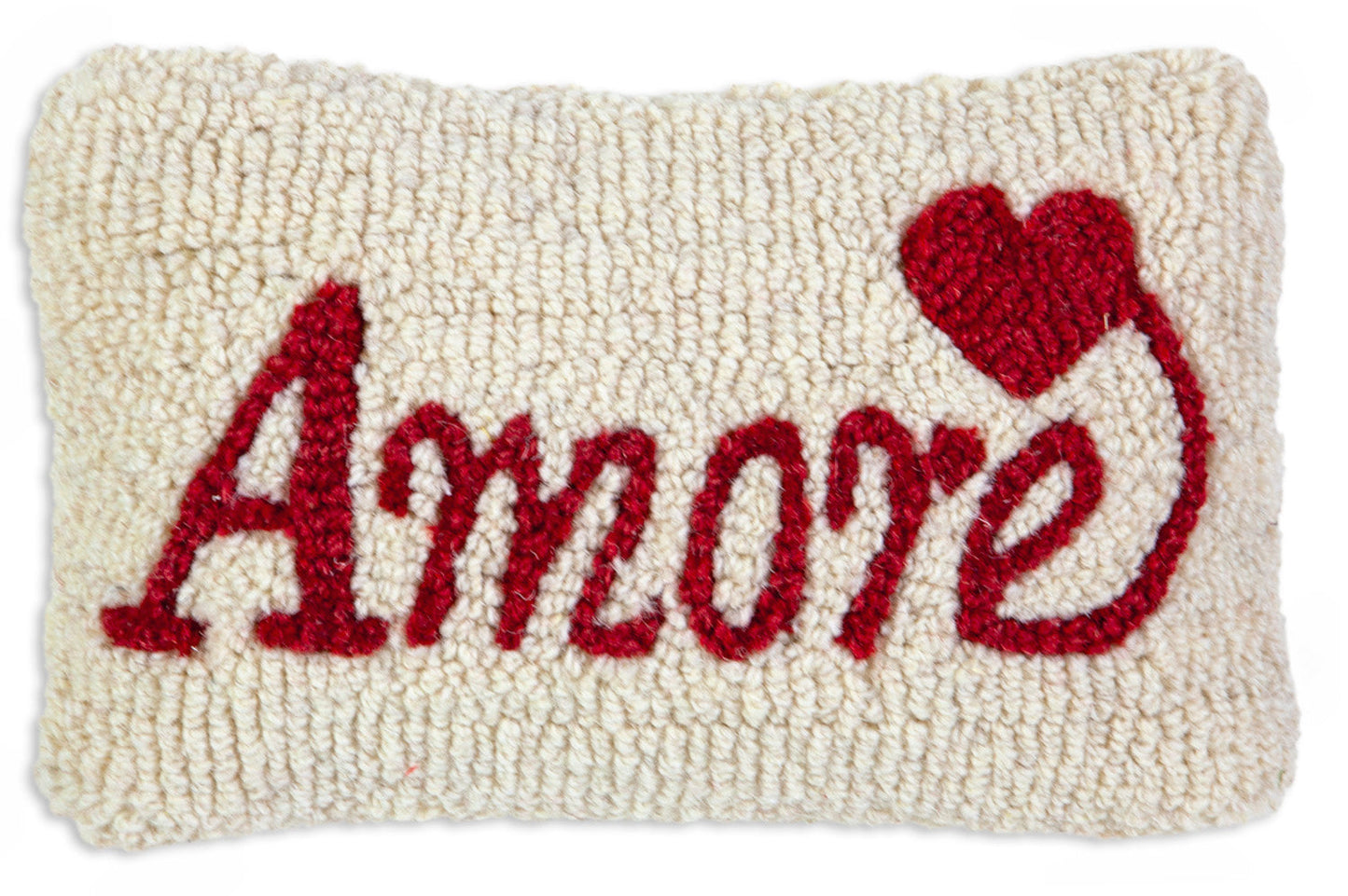 Hooked Wool Pillow - Amore - 8" x 12"