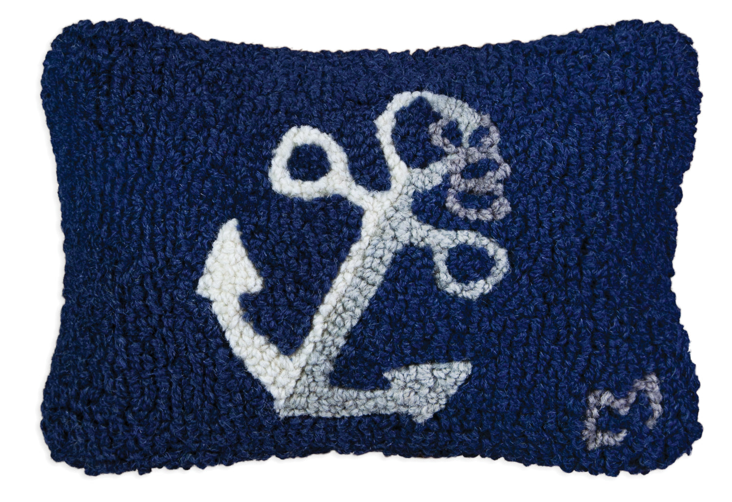 Hooked Wool Pillow - Anchor Classic - 8" x 12"