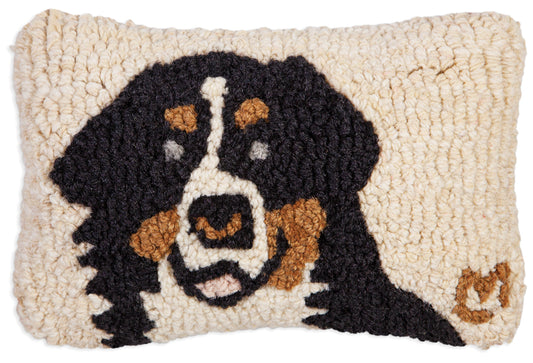 Hooked Wool Pillow - Bernese Mountain Dog - 8" x 12"