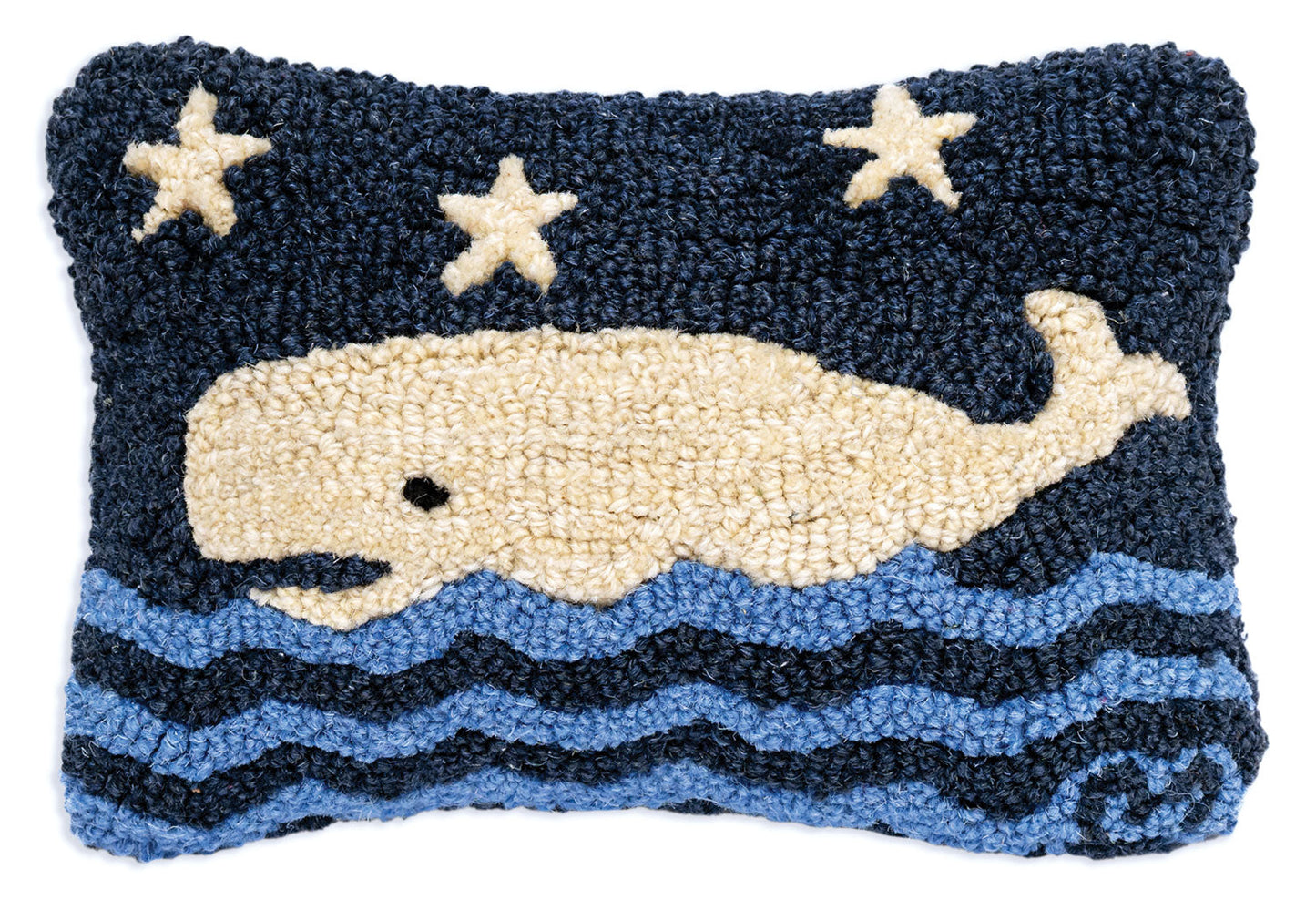 Blue Water Whale - 8" X 12" Hooked Wool Pillow