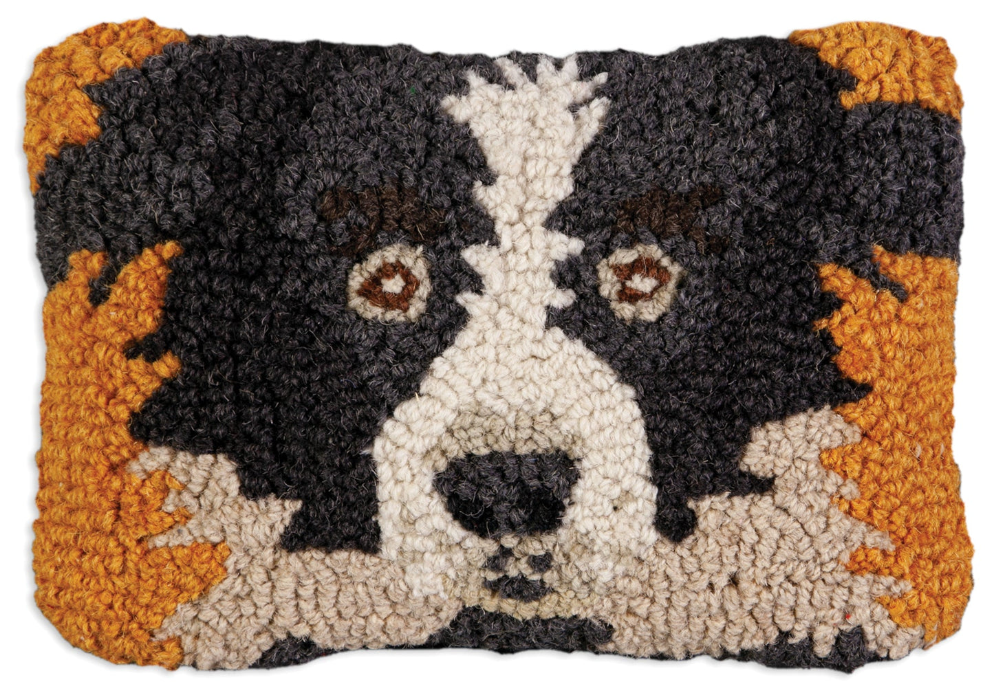 Hooked Wool Pillow - Border Collie Puppy - 8" x 12"