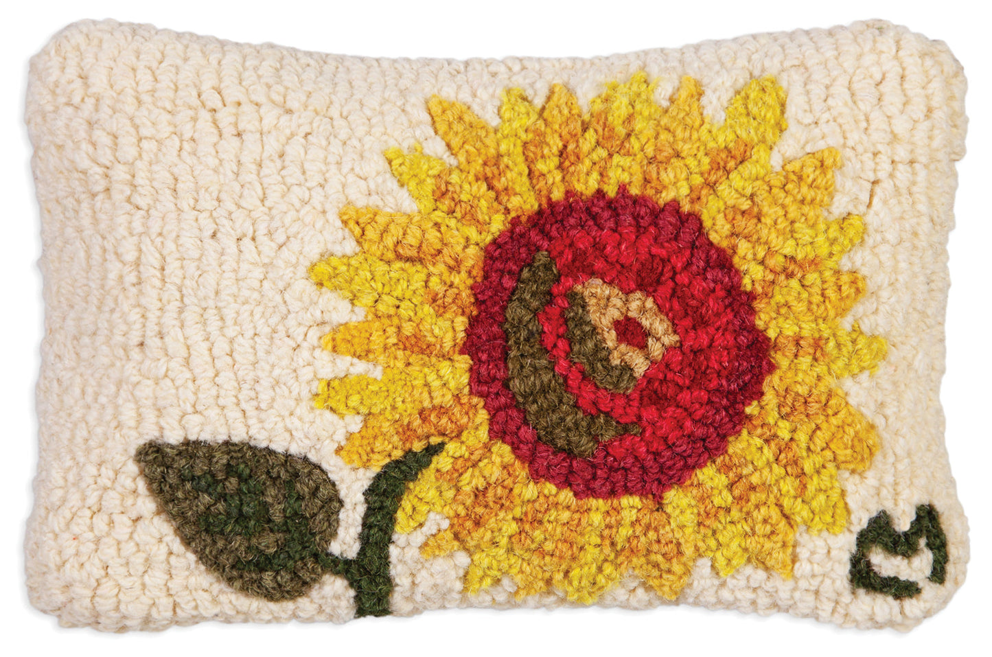 Hooked Wool Pillow - Bright Sunflower - 8" x 12"