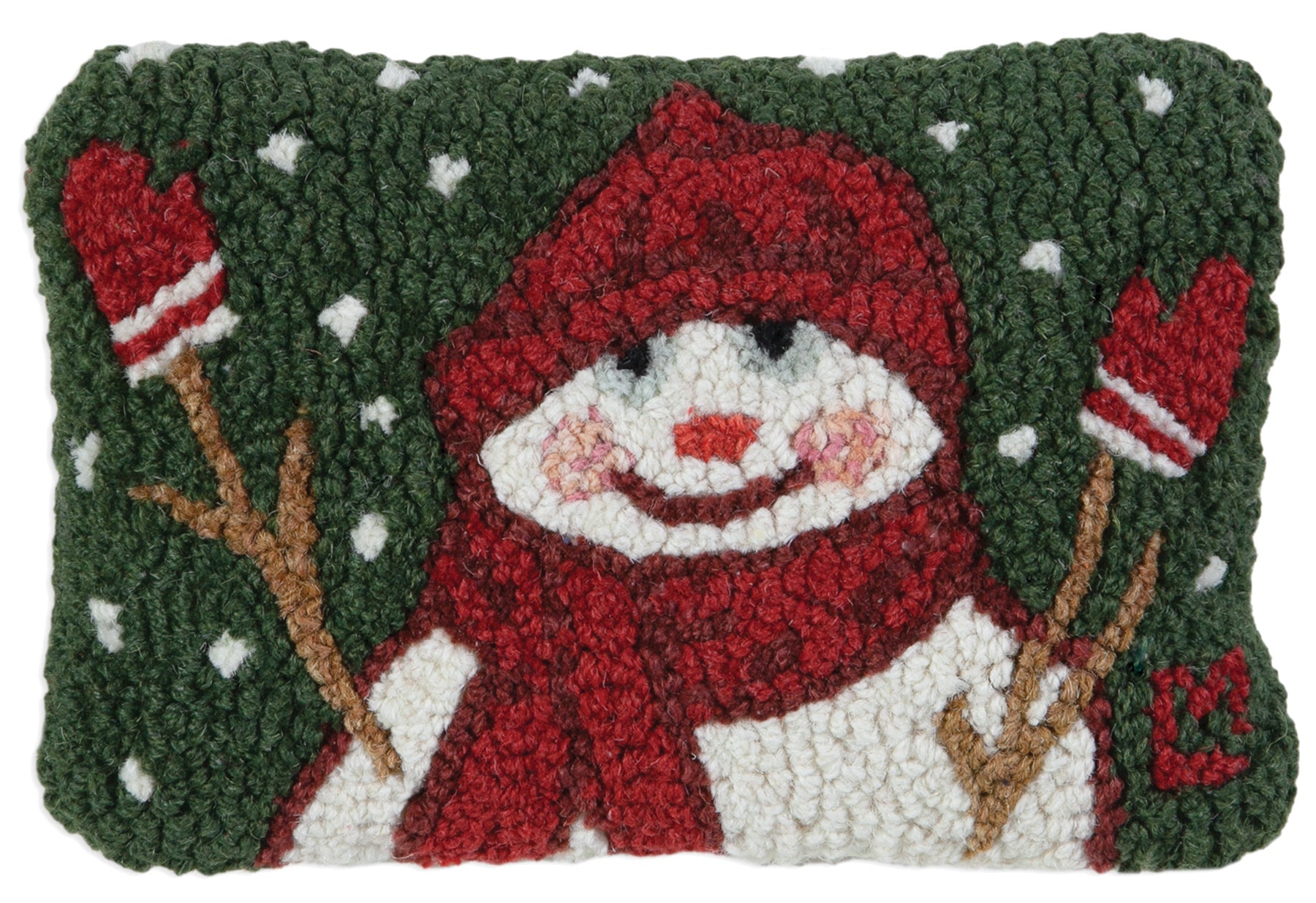 Hooked Wool Pillow - Chilly Cheeks - 8" x 12"