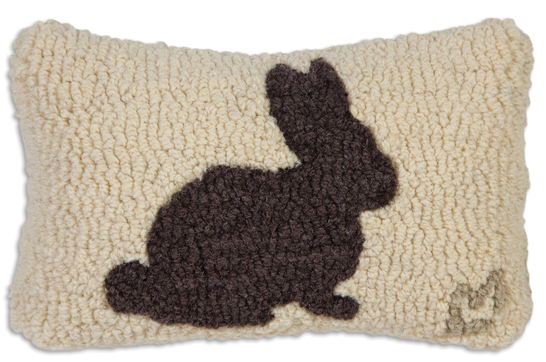 Hooked Wool Pillow - Chocolate Bunny - 8" x 12"