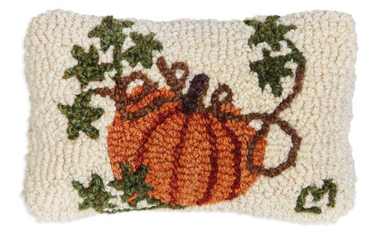 Hooked Wool Pillow - Cinderella Pumpkin - 8" x 12"