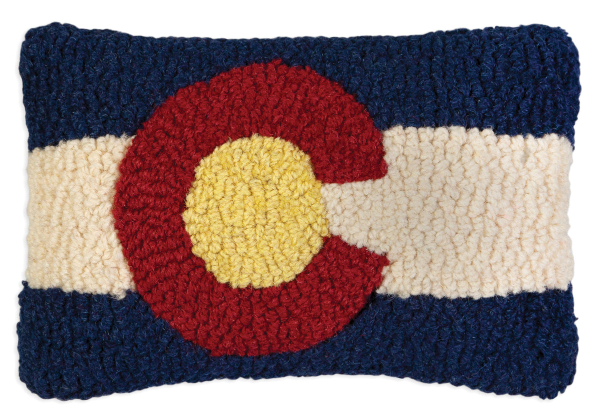 Colorado Flag Rugs Hooked Wool Pillow - Colorado Flag - 8