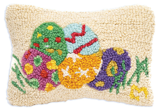 Colorful Easter - 8" X 12" Hooked Wool Pillow