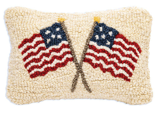 Long May She Wave - 8" X 12" Hooked Wool Pillow