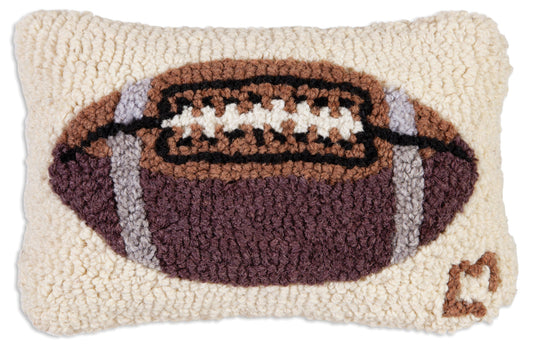 Hooked Wool Pillow - Football - 8" x 12"