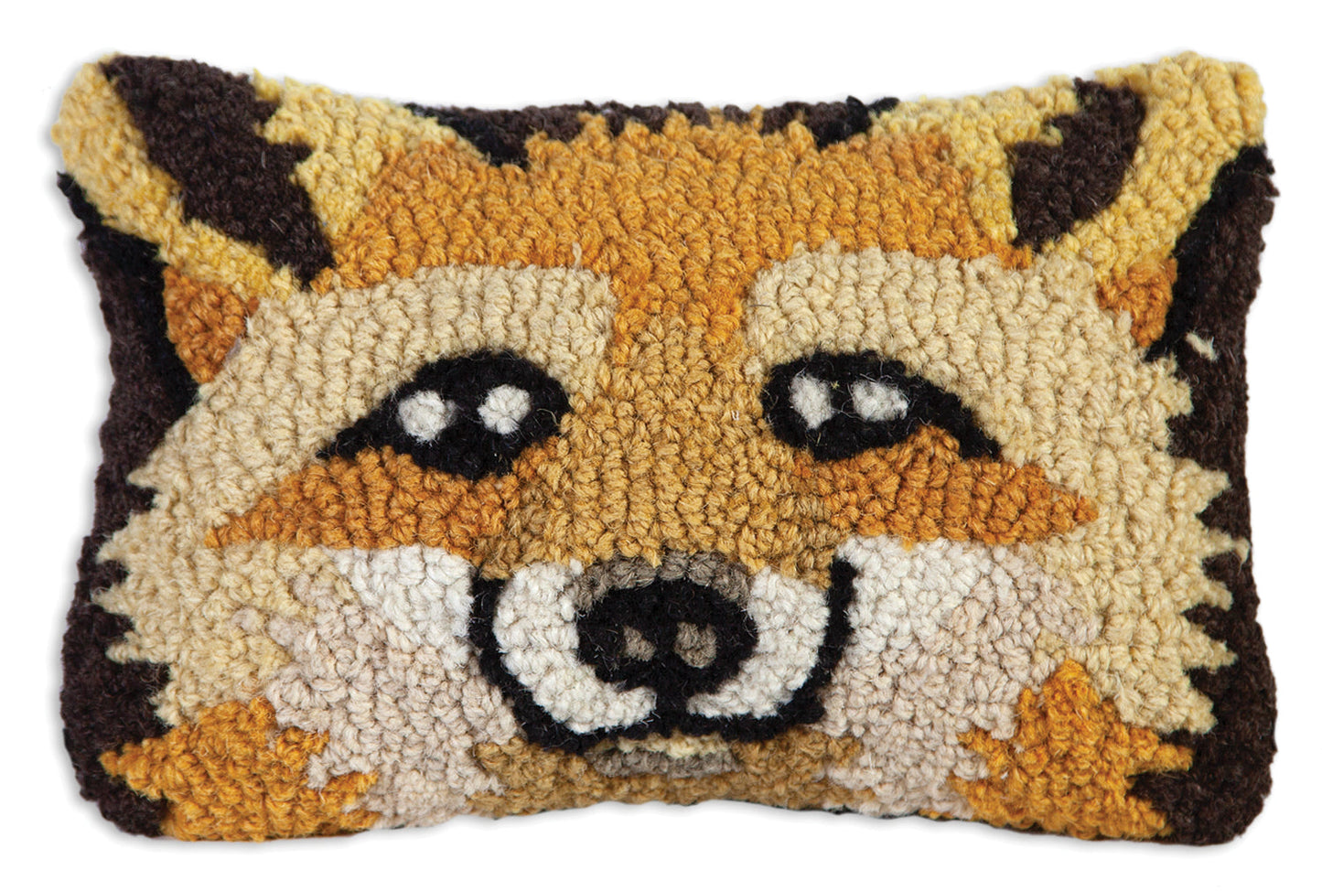 Hooked Wool Pillow - Fox Face - 8" x 12"