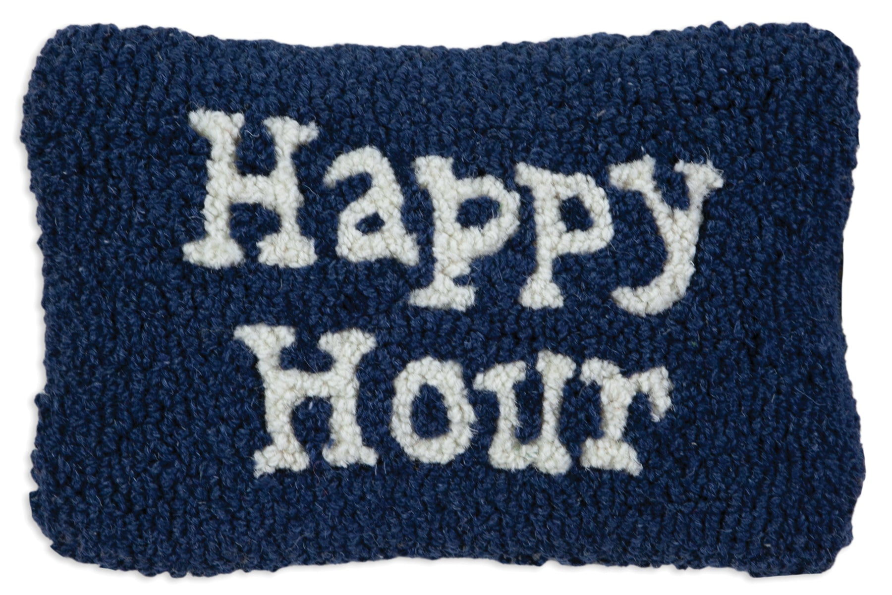 Hooked Wool Pillow - Happy Hour Blue - 8" x 12"