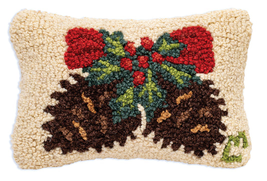 Holiday Cones - 8" X 12" Hooked Wool Pillow