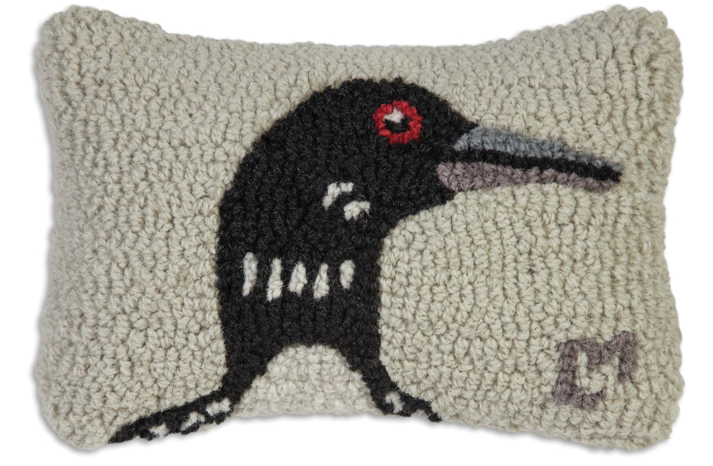 Hooked Wool Pillow - Loon - 8" x 12"